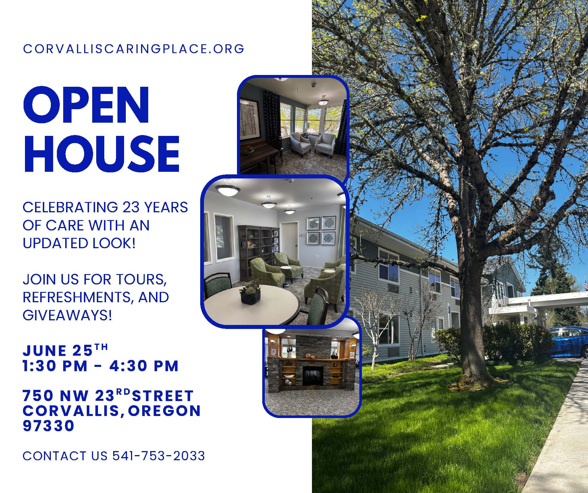 Corvallis Caring Place Open House June 25th 1:30 PM to 4:30 PM 750 NW 23rd St Corvallis