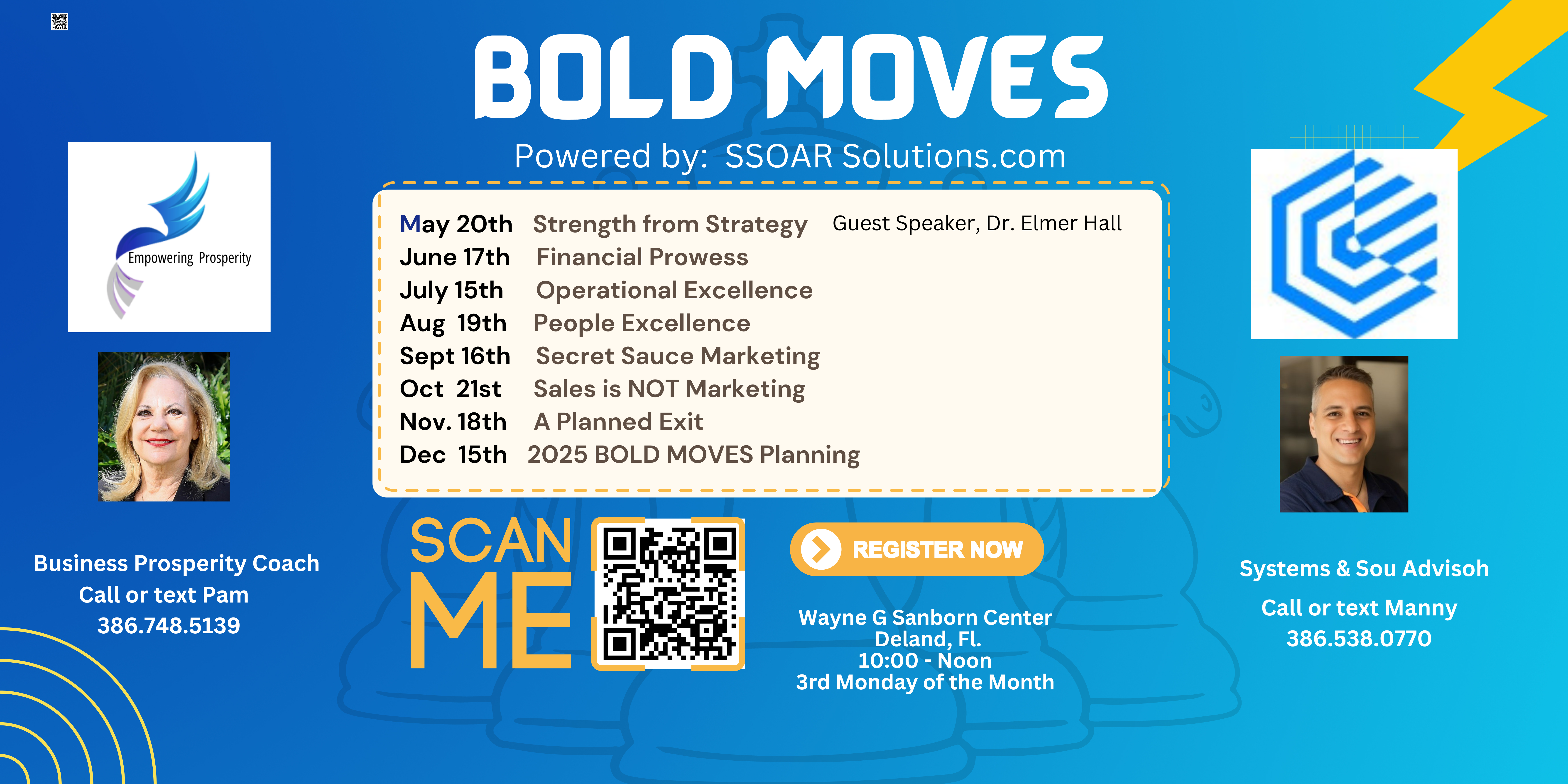 Create the BOLD MOVES needed in your business to make your business soar.  Register now.