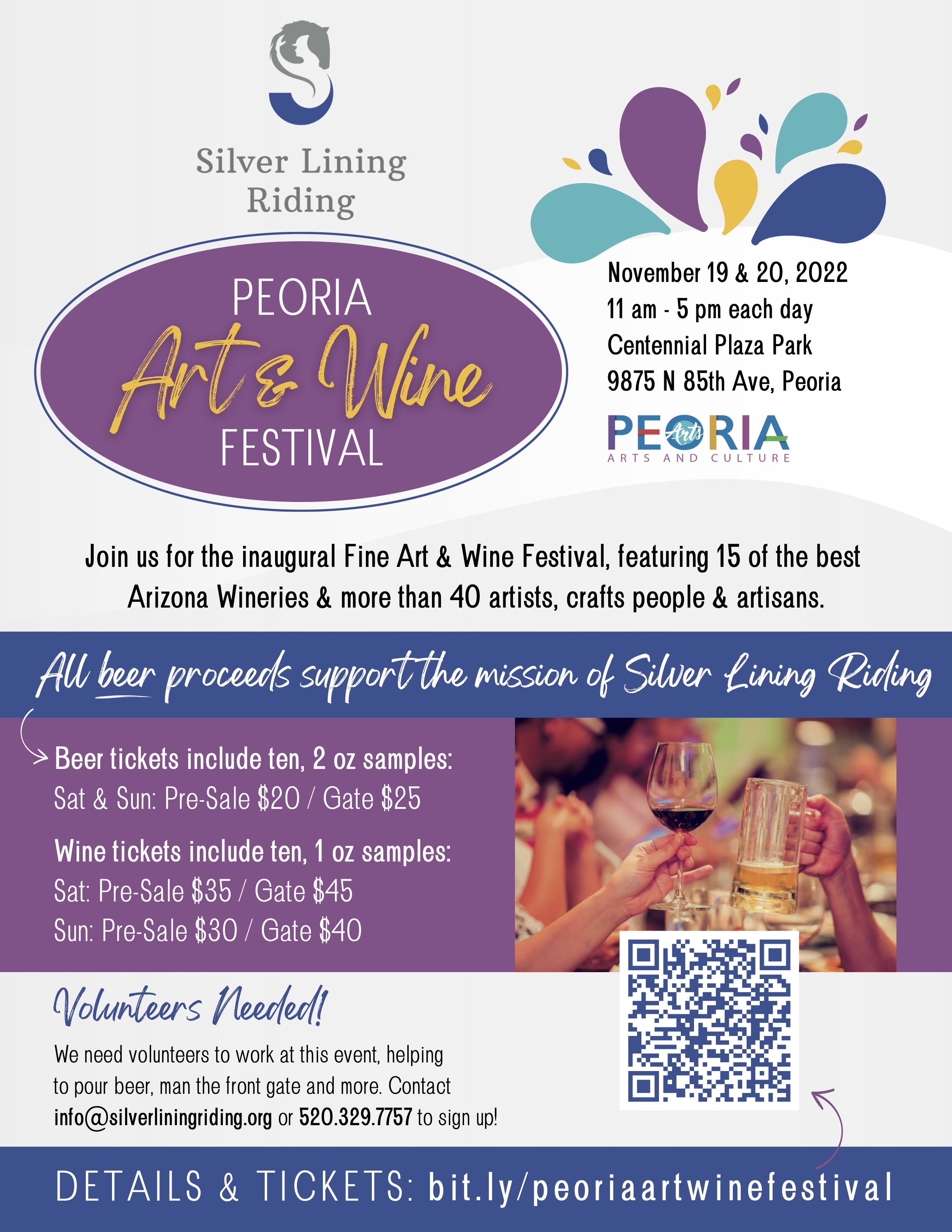 Support Silver Lining Riding at this fantastic event - Peoria Art & Wine Festival!