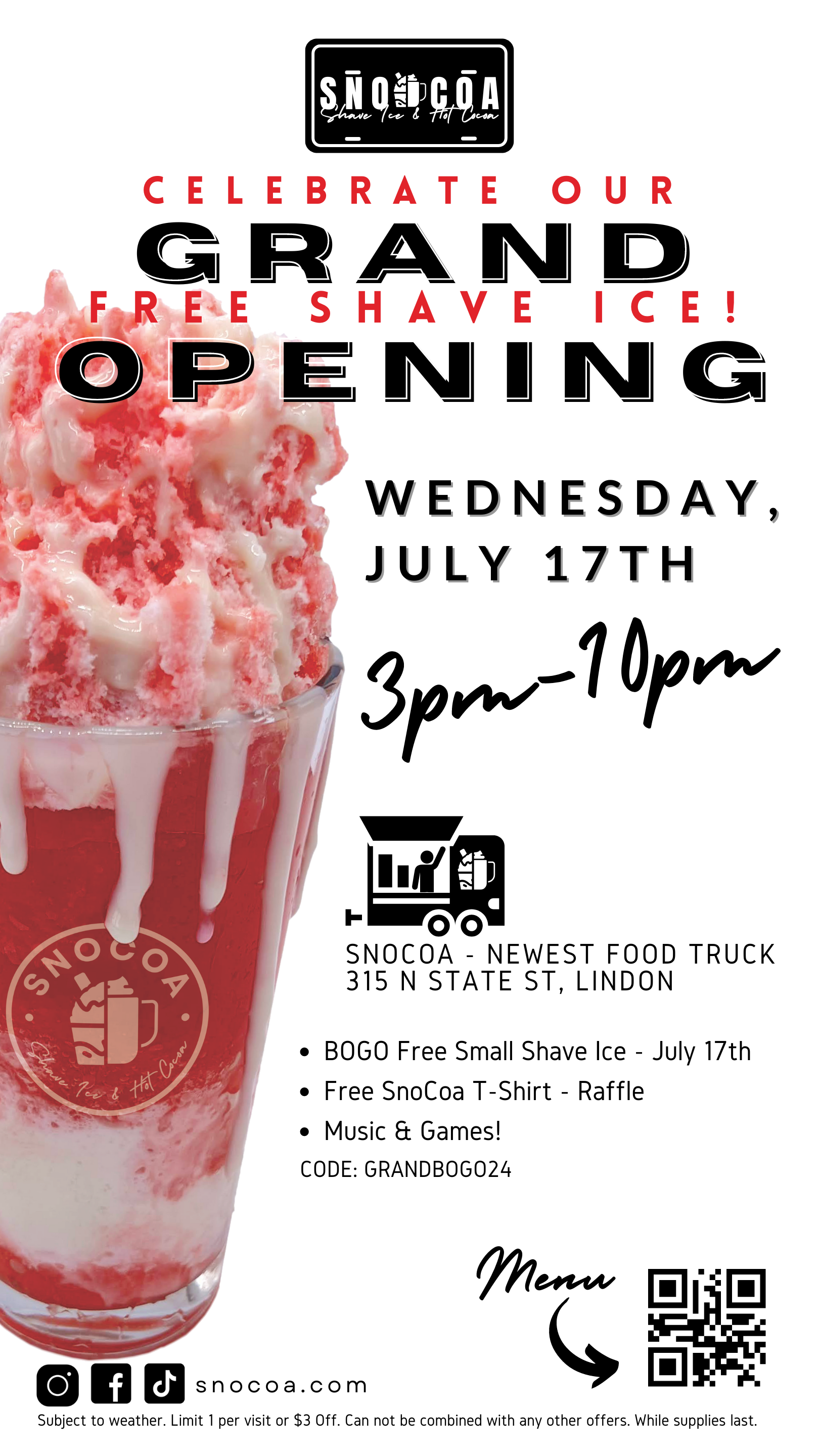 SnoCoa Grand Opening Flyer