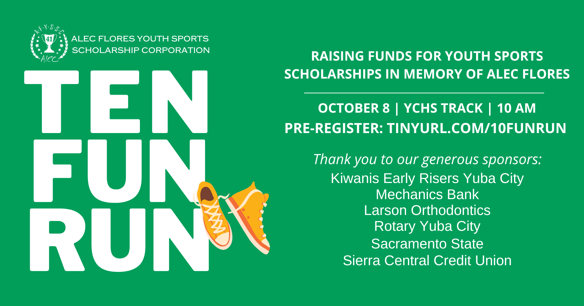 AFYSSC 10 Fun Run 10 am on October 8 at YCHS Track